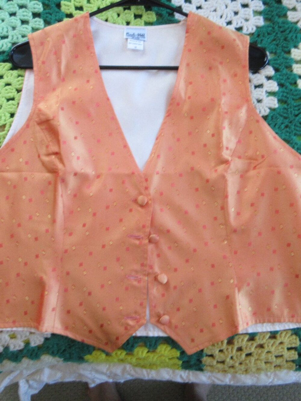 Reed Hill Orange Brocade Saddleseat Equestrian Vest Size 18 EC